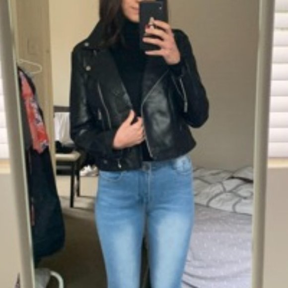 Modern Faux Leather Jacket - black - Picture 6 of 14